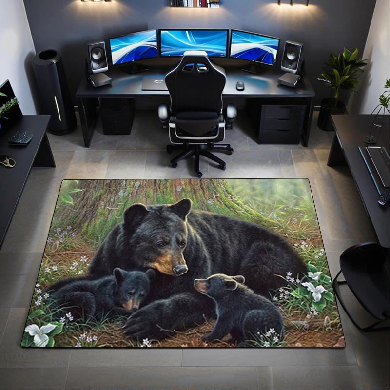 1Pc Black Bear Rug - home decoration Carpet For Living Room Bedroom Flooring Computer Chair Area Rug