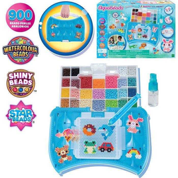 Aquabeads L'atelier d'initiation, Coffret 900 perles de 25 couleurs, perles qui collent avec de l'eau, 35087, Dès 4 ans