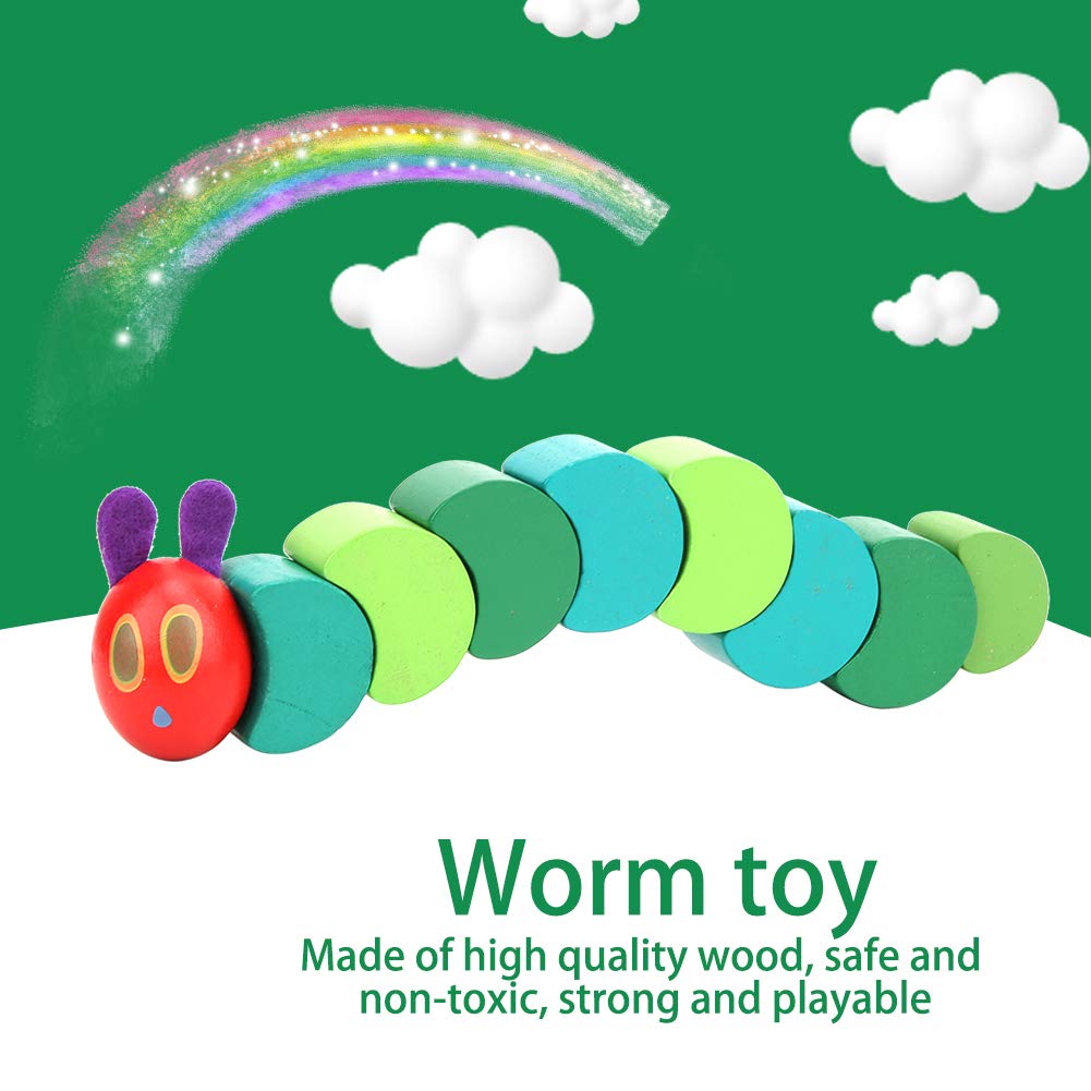 Jeankak Cylindrical Design Strong and Playable Wooden The Very Hungry for Kids Toy, Caterpillar,