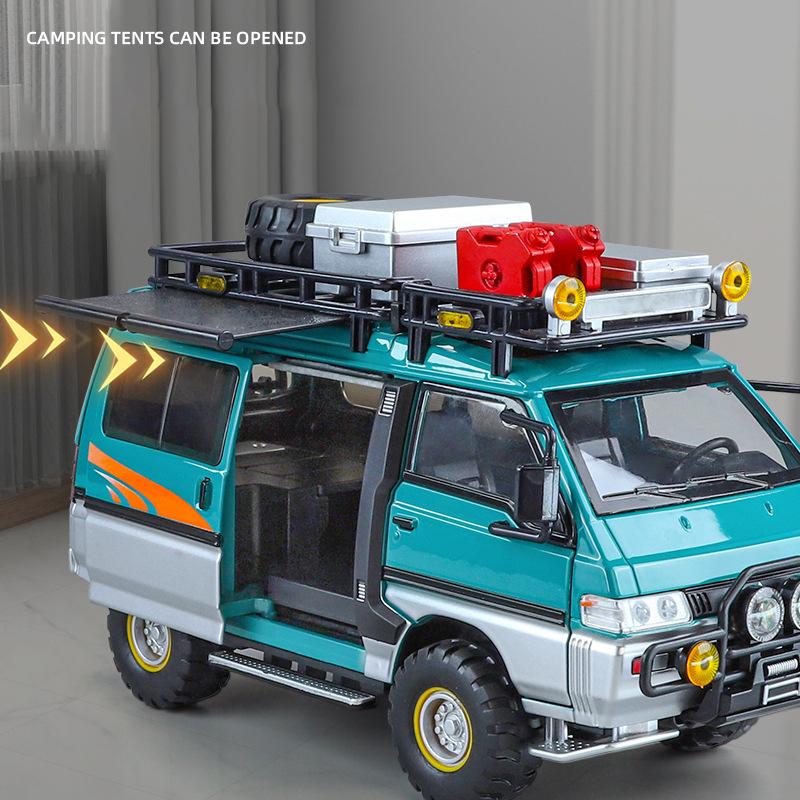 1/24 Mitsubishi Delica Mini Off Road VAN RV Alloy Car Model Sound and Light Children's Toy Collectibles Birthday Gift