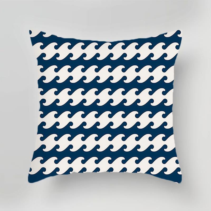 Geometric Simple Blue Print Pillow Case Office Sofa Cushion Cover Luxury Home Decor Cushion Cover