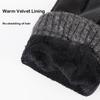 Winter Genuine Sheepskin Leather Gloves Men Warm Velvet Lined Full Finger Touchscreen Outdoor Cycling Driving Motorcycle Gloves