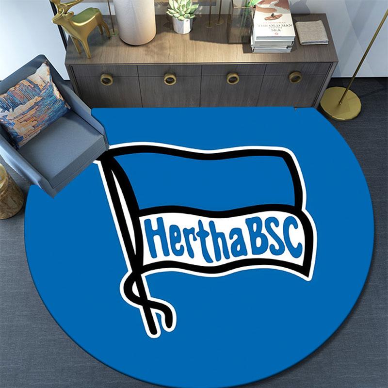 Hertha BSC Berlin Printed Round Rug, Non Slip Washable Circular Carpet For Living Room Bedroom Playroom, Sports Fan Decor, Holiday Birthday Gift