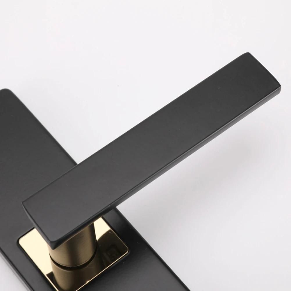 Door Lock With Handle Black For Bedroom Indoor Durable Bathroom 3 Keys Security Sturdy Anti-Theft Room Safety Simple Door Handle