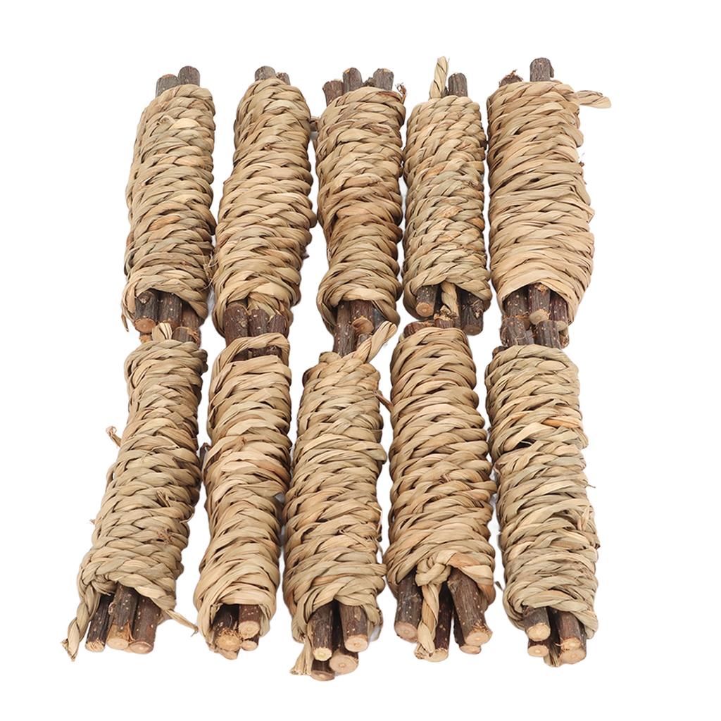 10 Stück Kaninchen-Knabberstangen Zähne schleifen Langeweile vertreiben Natürliche Seegras-Mahlzähne für Kaninchen Hamster