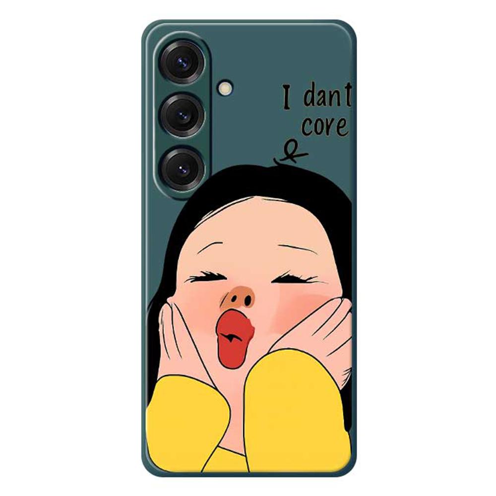 

Чехол для Samsung Galaxy S25 для девочки с принтом узора «лицо в руках», прямой край, ТПУ задняя крышка для телефона Green