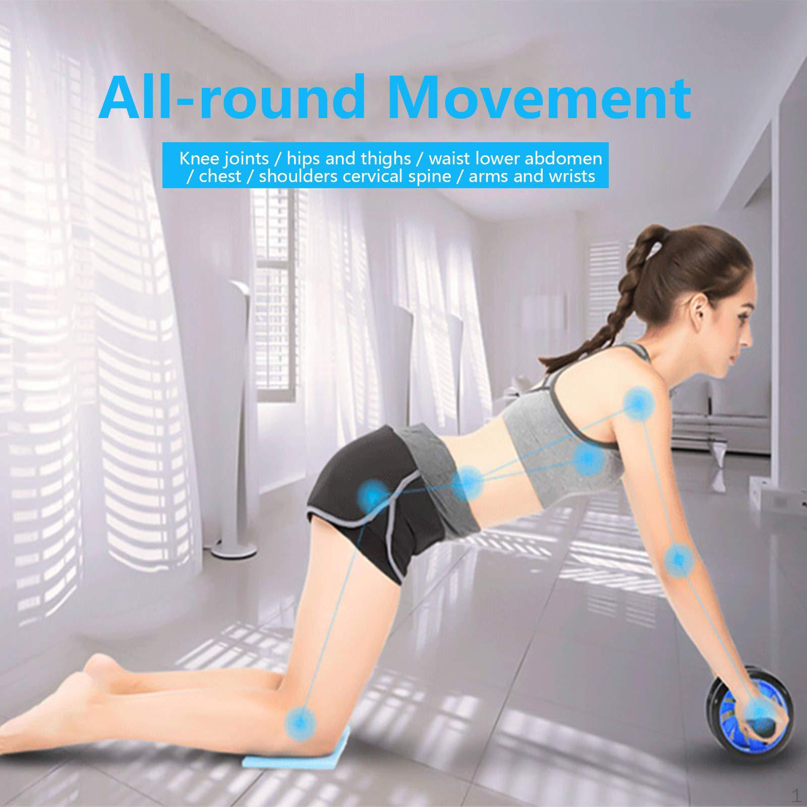 

7 Piece Ab Workout Roller Wheel Kit Jump Rope Knee Pad Accessories Anti Slip Grip for Men and Women синий