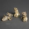 Retro Brass Mythical Beast Miniatures Figurines Tea Pet Retro Copper Animal Kirin Small Statue Desktop Home Decoration Ornament