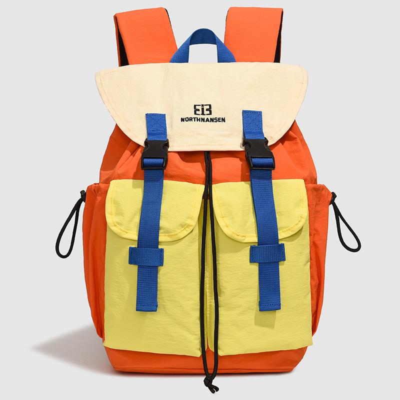 Schoolbagins Contrast Color Backpack Boys and Girls Lightweight Outdoor Mountaineering School Bag Large Capacity Splicing Multifunctional Backpack