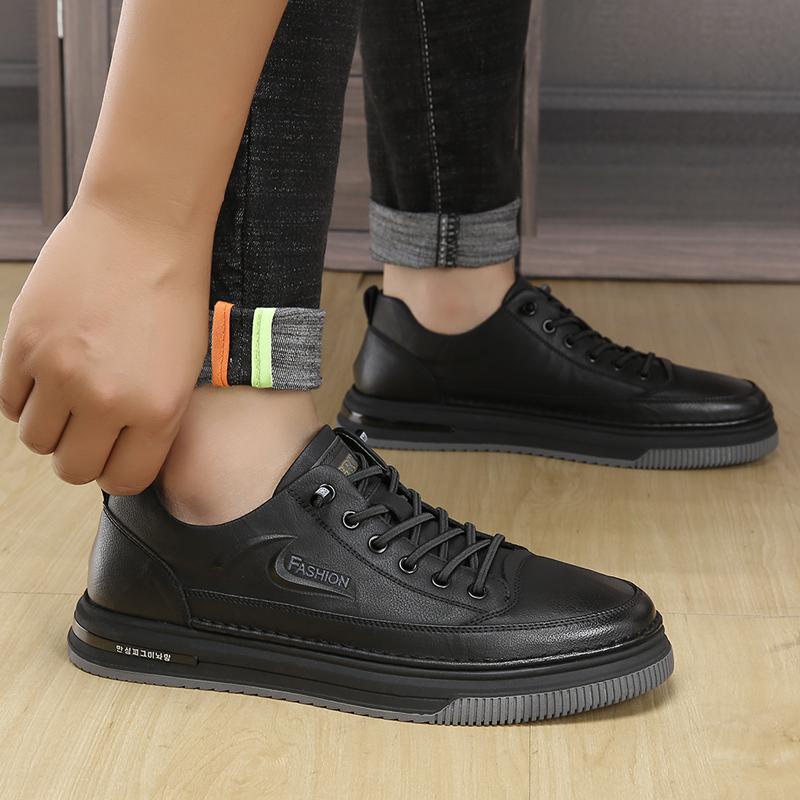 Zapatos Casuales de Hombre de Alta Calidad Zapatillas Transpirables para Hombre con Cordones Zapatos Planos de Cuero para Hombre Cómodos Zapatos de Skate para Hombre Calzado Masculino
