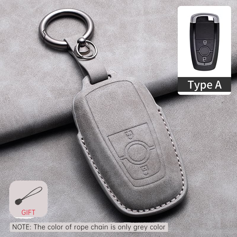 Car Remote Key Case Cover Holder for Ford Raptor F150 Edge Fusion Mustang Explorer F150 F250 F350 Ecosport Leahter Keychain Fob