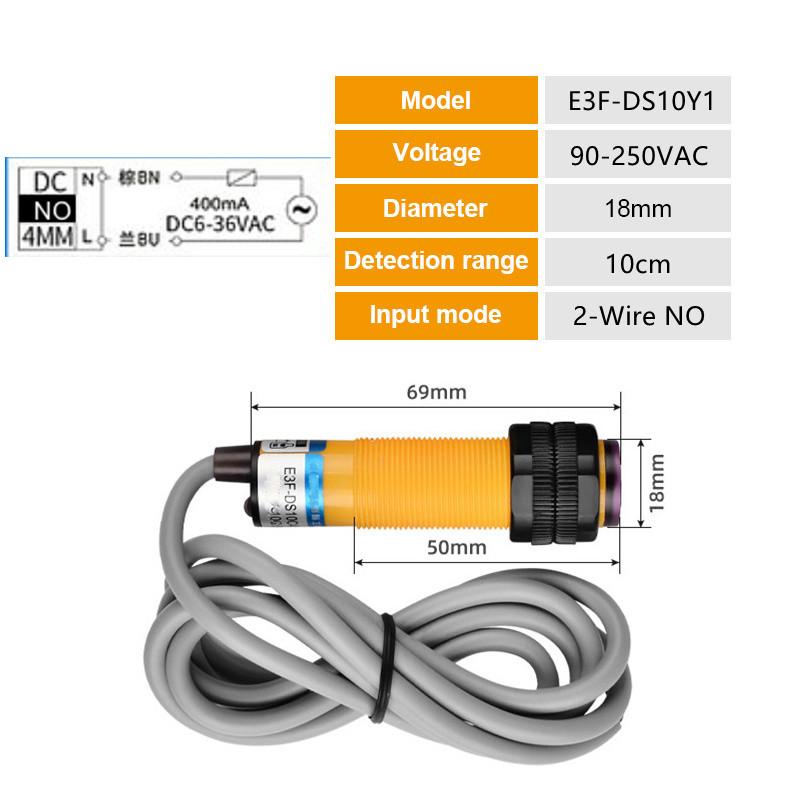 E3F-DS30C4 Proximity Switch Photoelectric sensor switch NPN PNP DC5-36V 30cm 10cm Detection Range Adjustable E3F-DS30P1/P2/C2/Y1