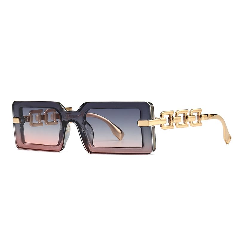  Metal Leg Square One-Piece Mirror Modern Retro Temple With Jumping Shape Decorative Sunglasses Lh043