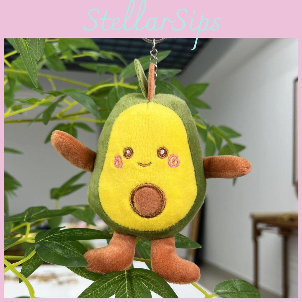 Cute Avocado Plush Doll Keychain Soft Toy With Silver And Gold Chains Ideal For Gifts