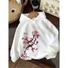 Casual Hooded Sweatshirt with a Gentle Cherry Blossom Print Design, a Sweet and Cool Casual Top for Young Girls.