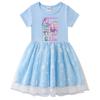Vestido de Princesa de Malla con Lentejuelas Arcoíris de Kpop Demon Slayer para Niñas - Manga Corta de Verano y Manga Larga de Primavera/Otoño