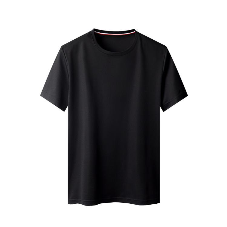 Brand 2025 Men's High-End Ice Silk Crew Neck Short Sleeve T-Shirt - Solid Color, Advanced Texture, New Summer Edition