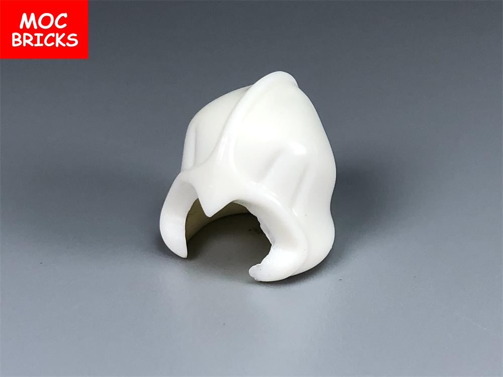 12 uds./lote Bloques MOC Casco Blanco Capa Barba Modelo 4cm Parte del Cuerpo de Figura Bloques de Construcción Educativos Pequeños Juguetes para Niños