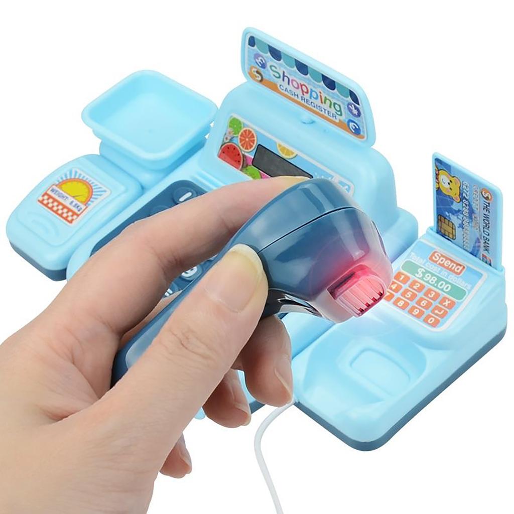 Children's simulation supermarket cash register toy set, equipped with sound and light calculator scanner, interactive home play