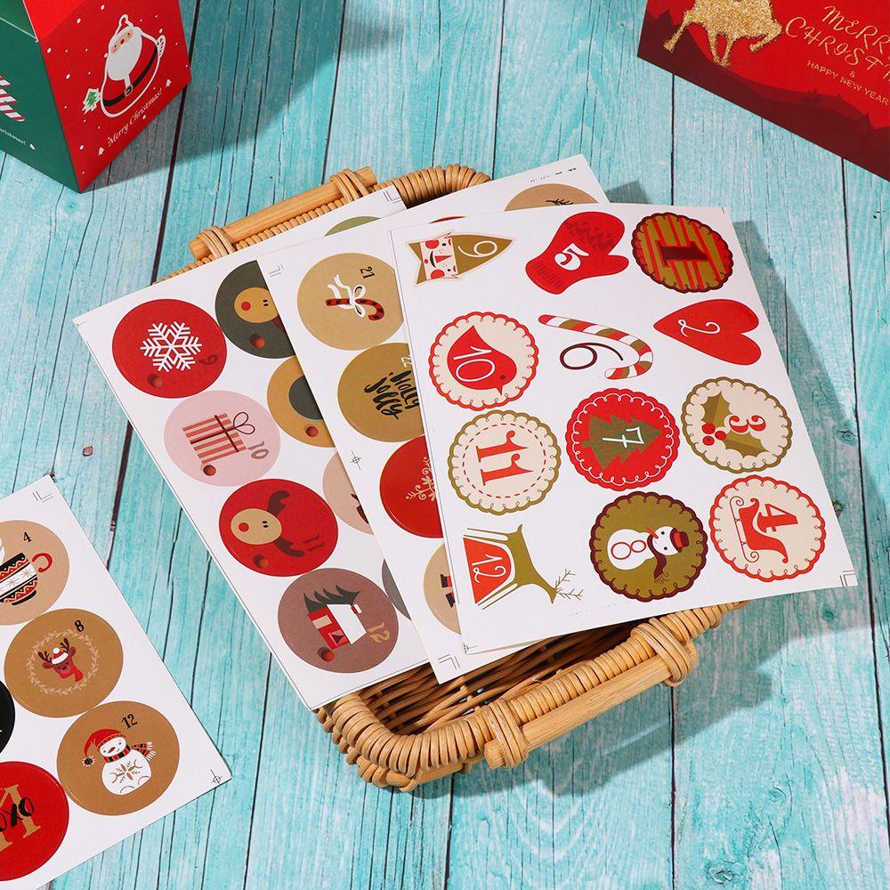 Ornaments Packaging Sealing Advent Calendar Adhesive Label Number Stickers Christmas Paper Sticker