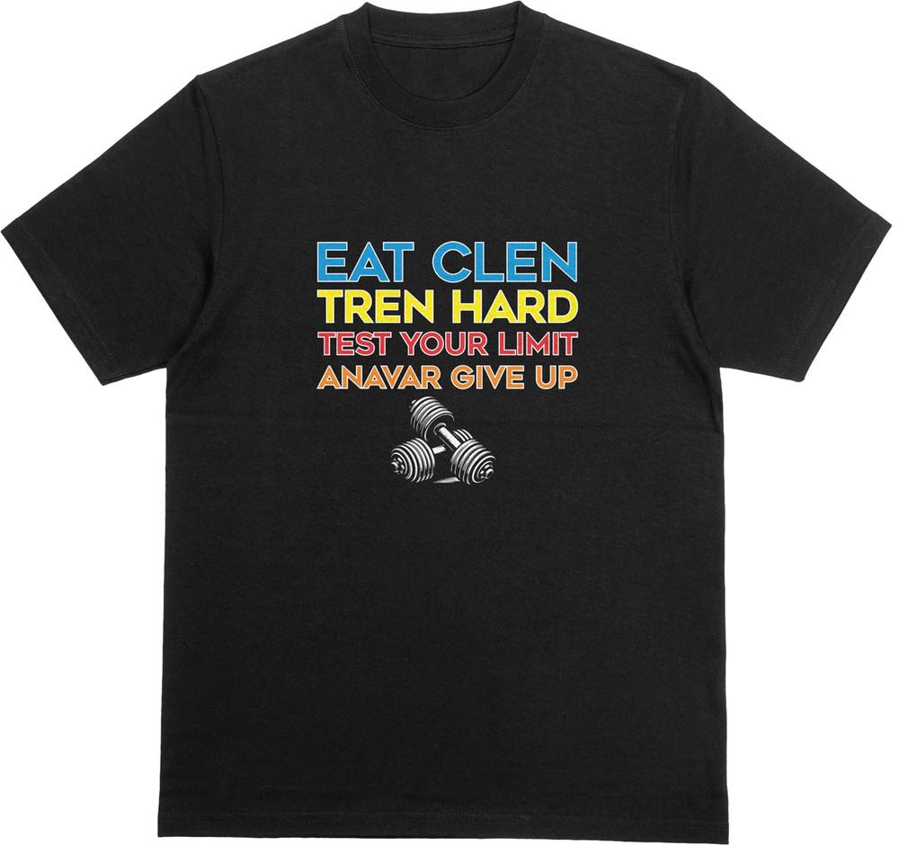 

STEROID GYM T-Shirt | Eat Clen, Tren Hard, Test Your Limit | Fitness Tee L