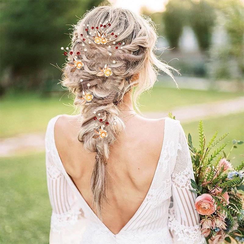 5PC Pearl Floral Ornament Leaf Vintage Gold Retro 5-Pack Exquisite Hair Clips Fairy Hair Forks Elegant