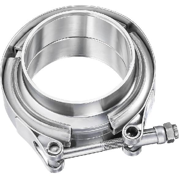 1.75 Inch V Band Clamp With Flange Male Female, 304 Stainless Steel V-Band Flange Kit For Turbo, Downpipes, Exhaust Systems