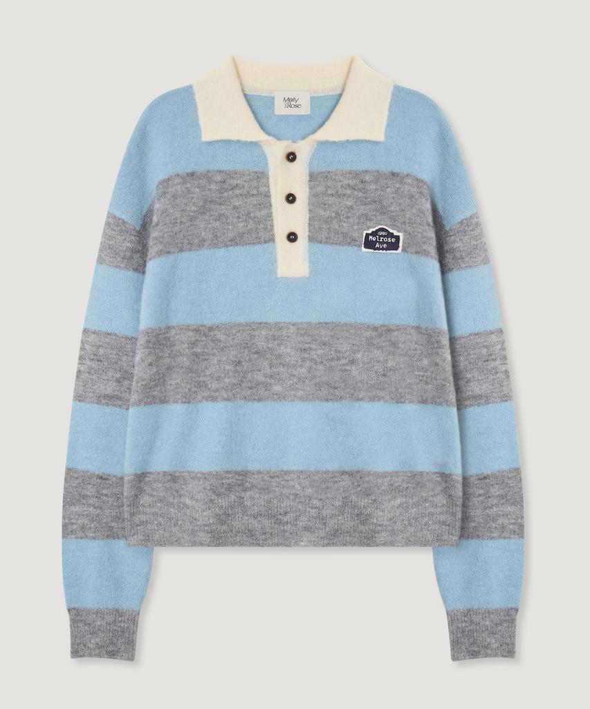 MELLY&ROSE Sunset Wide Stripe Polo Knit (310254)_Gray