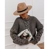 Women's Autumn Winter Loose Knitted Casual Sweater V-Neck Twist Pure Color Comfortable Plus Size Sweater