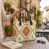  Boho Geometric Pattern Tote Bag Vintage Large Capacity Casual Shoulder Bag for Daily Use Shopping Travel