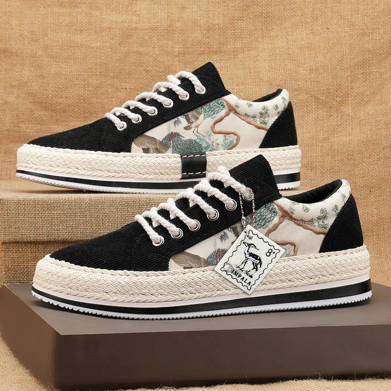 

New braided corduroy fisherman shoes board shoes lazy shoes one pedal cloth shoes trendy men s shoes four seasons 44