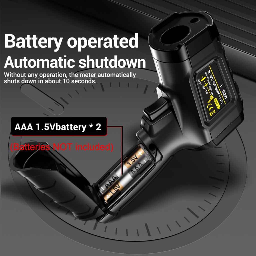 Infrared Thermometer Non-contact Temperature Sensing Gun -50°C to 600°C (-58°F~1112°F) with Adjustable Emissivity for Car