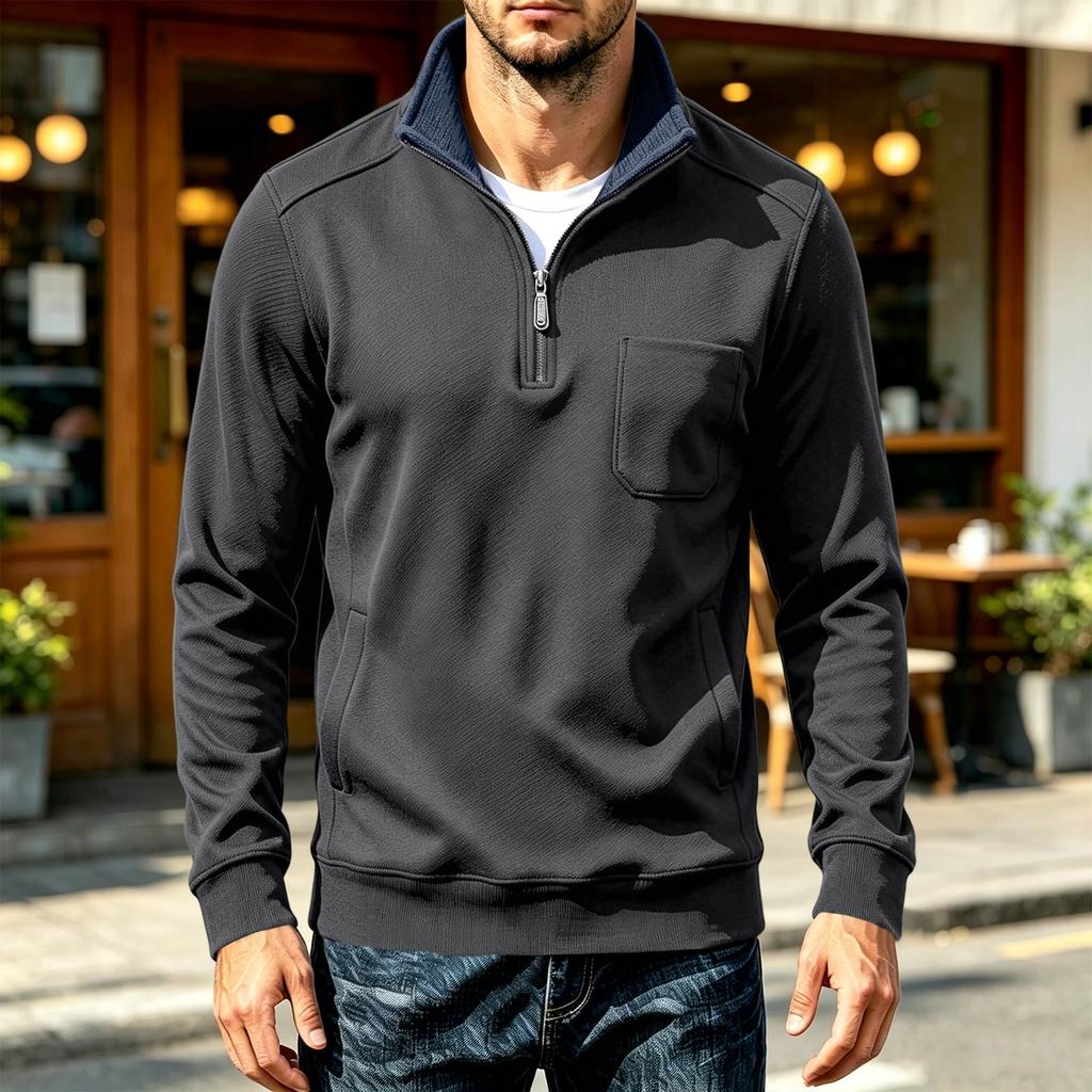 Men's Quarter-Zip Long Sleeve Sweatshirt Pullover for Casual Everyday Wear