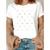 Women's European Size T-Shirt - Crew Neck Short Sleeve, Colorful Hearts Print, Fashion Elegant Sporty, Family Gathering/Party Wear