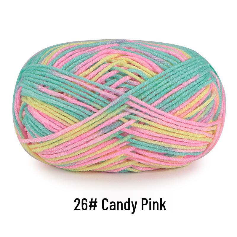 Aou Ou 5-Strand Variegated Milk Cotton Yarn Ball, Floral Medium-Thick, for Baby Scarves and Slippers.