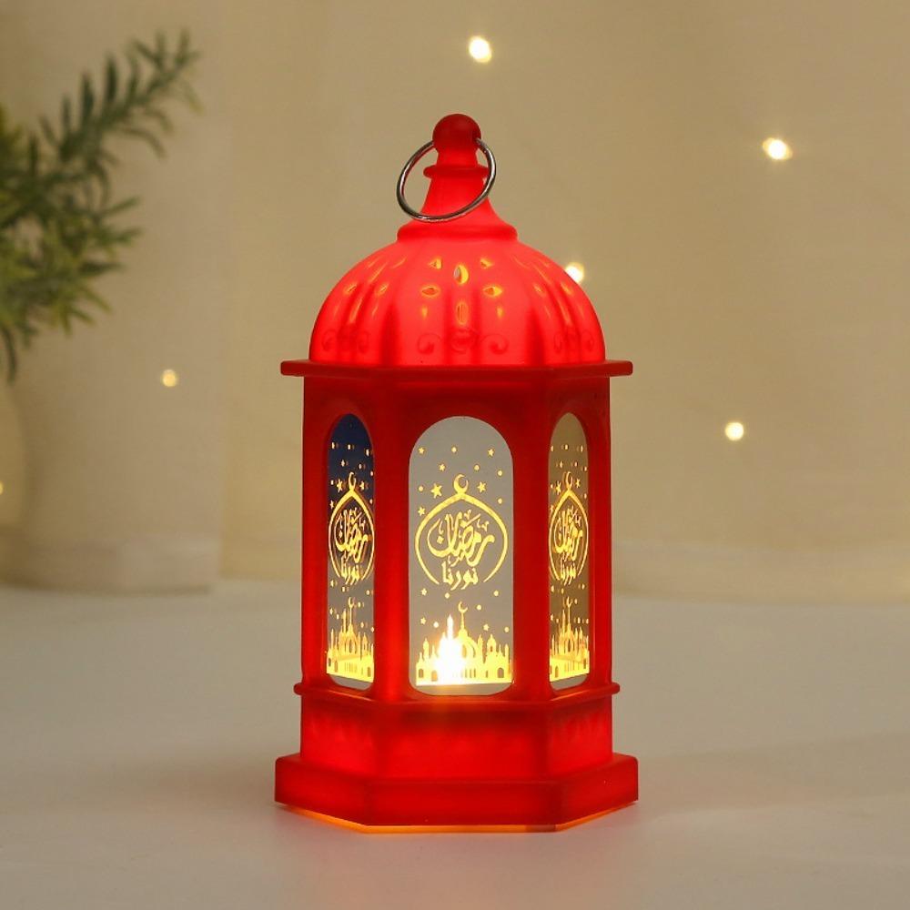 

Moroccan Style EID Mubarak LED Light Minimalist Design European Retro LED Lantern Light Star Moon Shape Candlestick Lamp червоний
