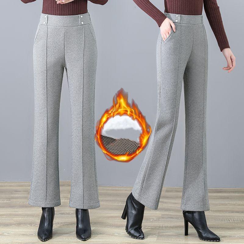 

Женские осенне-зимние брюки-клеш с подкладкой, однотонные брюки с высокой талией и драпировкой из микроэластичного материала, широкие брюки для поездок на работу XXS