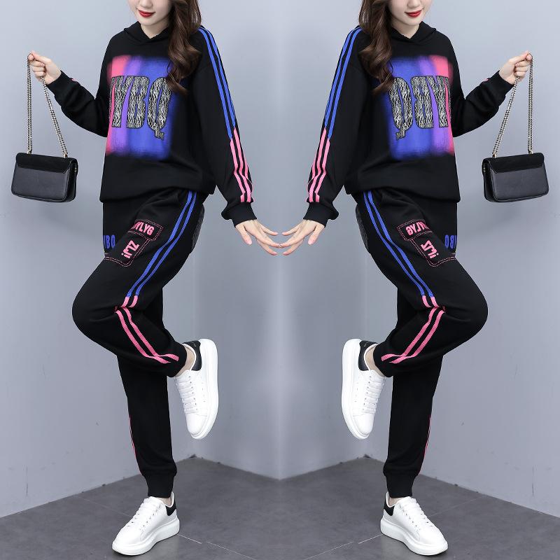 Plus Size Women's Autumn Fashion Suit Women Korean Version of The Loose Sweater Denim Two-piece Suit Women