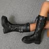 Winter Platform Cross Lace Up Woman Knight Boots Fashion Belt Buckle Shoes Punk Style Height Increase Female Long Booties