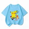 Potdemiel Kids Cotton Tshirt Cute Pikachu Cartoon Print Summer Short Sleeve Boys Girls Casual Crew Neck Tops