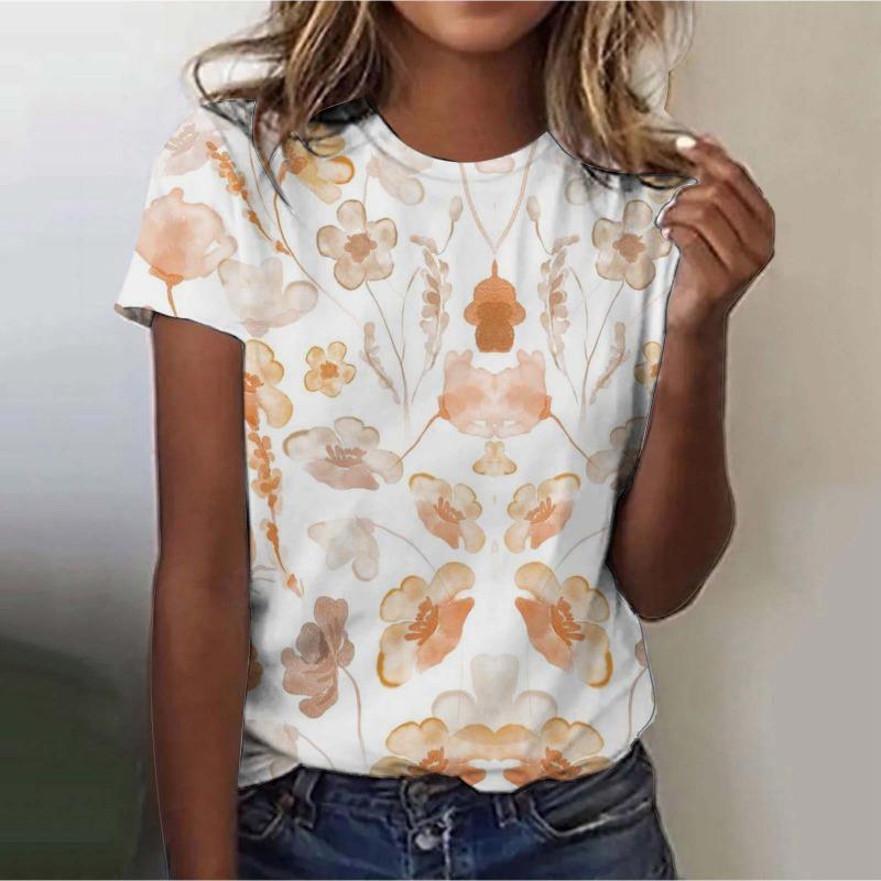 Street Trend T-shirt for Women Summer Casual Loose 3D Printed Short Sleeved Shirt