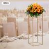 10Pcs Geometric Metal Flower Stands, 80cm Tall Gold Flower Stand Road Lead Metal Floor Vase Column, Centerpiece Rectangular