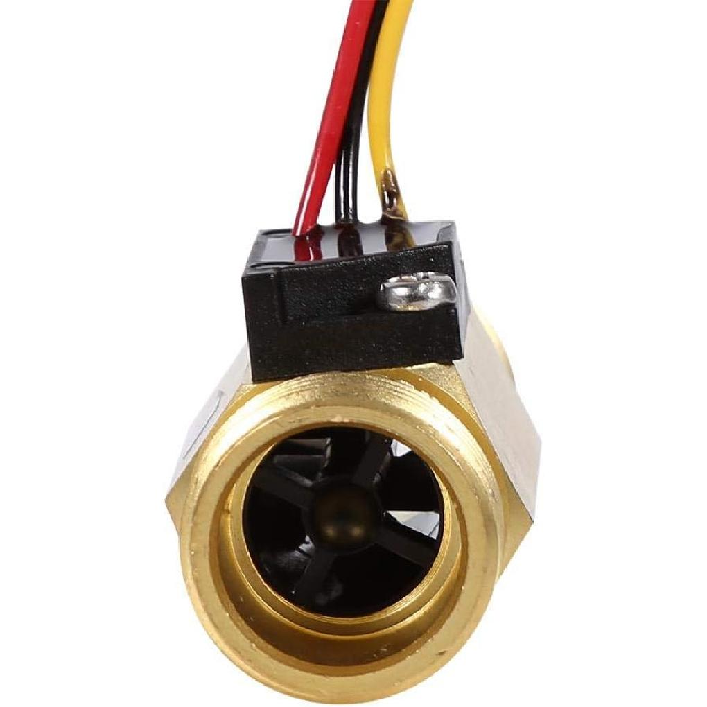 Water Flow Sensor Switch Hall Effect Water Flowmeter Meter 1-30L/min, DC4.5-18V, Copper - Water Flow Hall Sensor