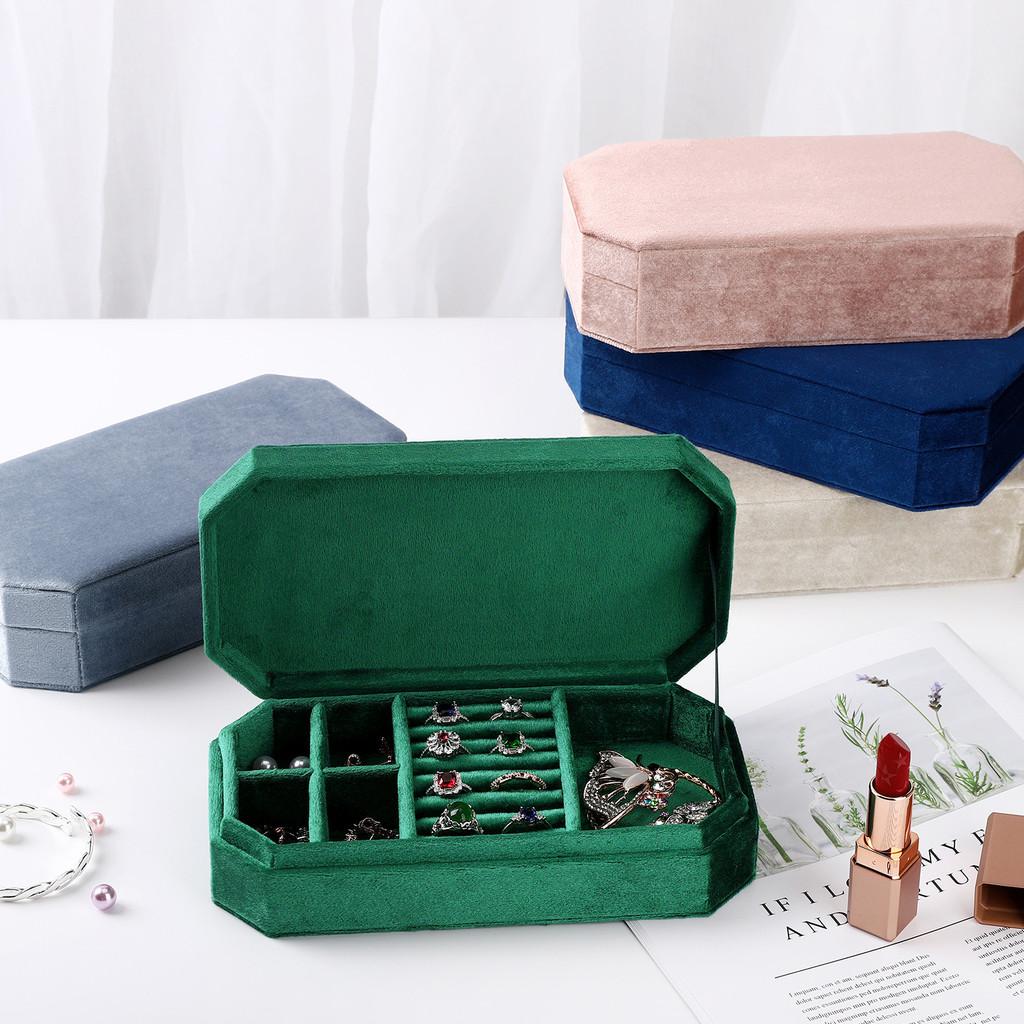 Velvet Travel Jewelry Organizer With Multi Compartment Storage For Home And Travel Use