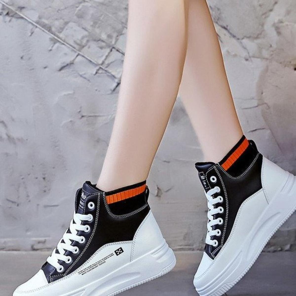 2024 Весна Женские Кроссовки на Платформе Высокие Кроссовки 2024 Дышащая Белая Спортивная — фото 5