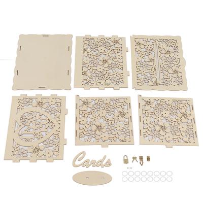 Scatola Regalo in Legno Vuota Fai da Te Porta Biglietti da Visita Denaro Decorazione Ricevimento Matrimonio Scatola Facile Montaggio JM01192