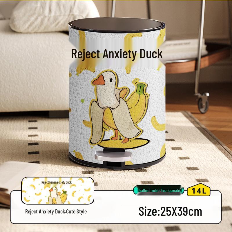 He Mu Cheng Double Layer Cartoon Stainless Steel Trash Can with Foot Pedal - Living Room & Kitchen