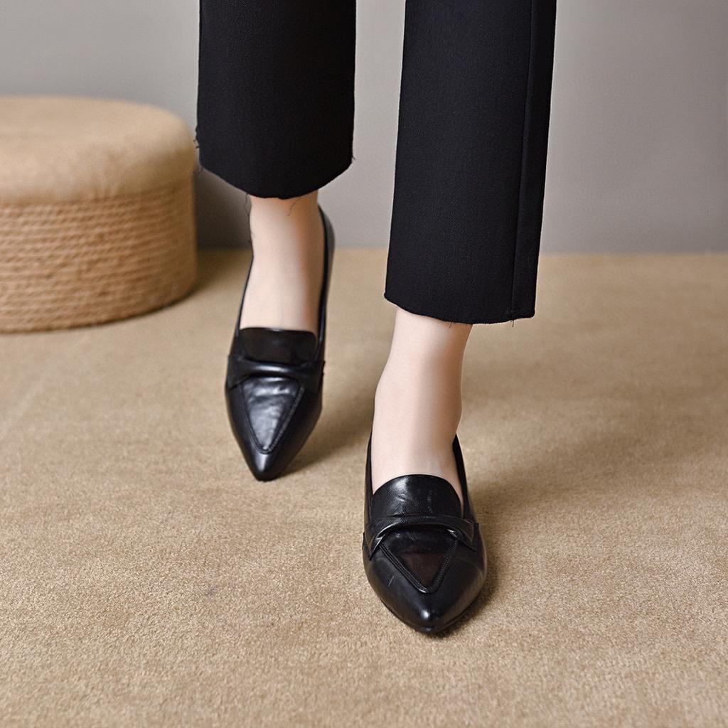 Pointed high heels women's spring new thin heels elegant shallow mouth single shoes professional work shoes commuter leather shoes