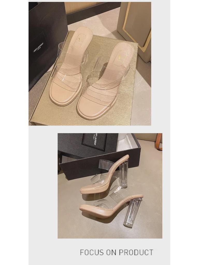 Women's High Heel Sandals: 2024 Summer Crystal Design – Lightweight, Transparent for Outdoor Wear