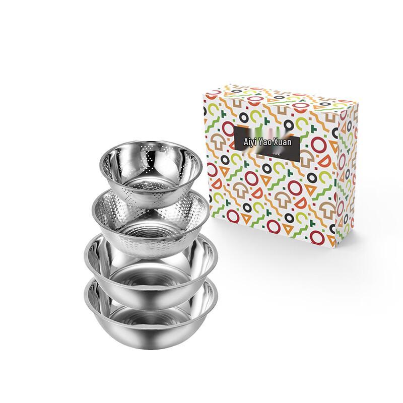 Odessa 4-Piece Stainless Steel Basin  Colander Set Set of 23cm, 25cm, 2x27cm